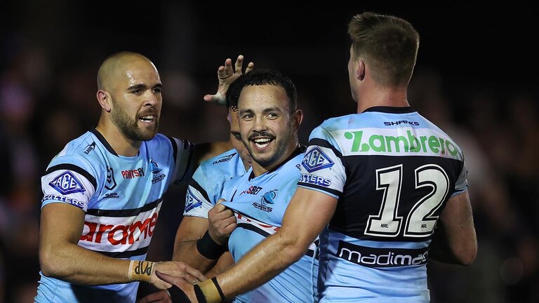 A hamstring injury has ruled Braydon Trindall out of Cronulla’s trip to the Gold Coast. Picture: Jeremy Ng/Getty Images