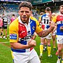 Picture by Olly Hassell/SWpix.com - 17/08/2024 - Rugby League - Betfred Super League Magic Weekend - Hull FC v London Broncos - Elland Road, Leeds, England - Hakim Miloudi of London celebrates his teams victory over Hull FC