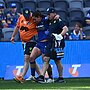 Kennedy Cherrington leaves the field after injuring her right foot. Picture: NRL Images