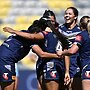 The Cowboys celebrate after winning the round four NRLW match between North Queensland Cowboys and Gold Coast Titans. Picture: Getty Images