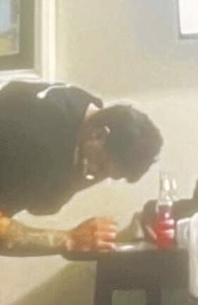 A supplied image that alleges to show NRL Star Latrell Mitchell with a white powder substance. Picture: Supplied