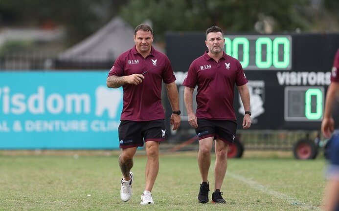 Anthony Watmough (left)  did a fine job in his first season of coaching Manly Leagues in the Sydney Shield