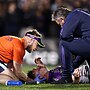 Cameron Munster receives attention after a nasty head clash. Picture: Brendon Thorne/Getty Images