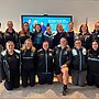 Sharks staff after a talk from Ovarian Cancer Australia.