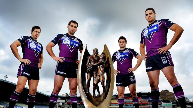 The Melbourne Storm big four L-R: Billy Slater, Cameron Smith, Cooper Cronk and Greg Inglis will all be inducted in the NRL Hall of Fame.