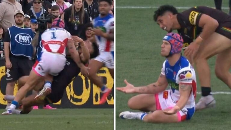 ‘Game is becoming a joke’: Kalyn Ponga high tackle drama savaged