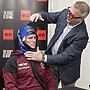 Dr Paul Bloomfield, Chief Medical Officer for the Sea Eagles, puts the Polarcap on Reuben Garrick