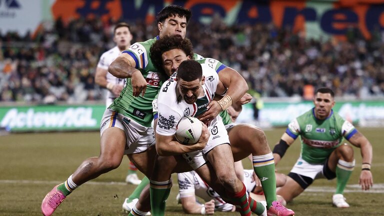 Cody Walker didn’t complete the captain’s run on Friday and has been ruled out of South Sydney’s game against the Sharks. Picture: Daniel Pockett/Getty Images