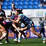 Shannon Mato charges into the Wests Tigers defence in their Round 2 match.