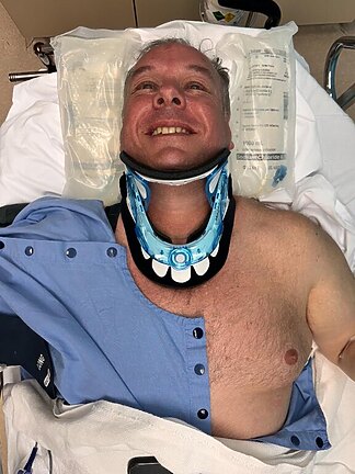 Ben Dobbin came off his pushbike and broke his neck in a horror accident. Picture: Supplied