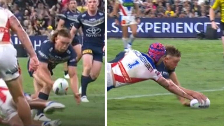 Knee of god drama divides NRL as Cowboys KO Knights in chaotic scenes