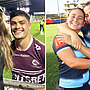 Tommy Talau's girlfriend Jessica Sergis caught in awkward dilemma as Manly face Roosters