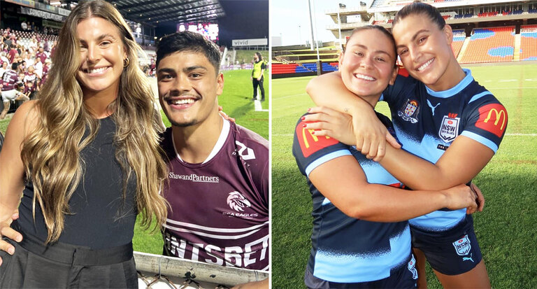 Tommy Talau's girlfriend Jessica Sergis caught in awkward dilemma as Manly face Roosters