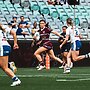 Winger Teagan Long takes on the Bulldogs at Accor Stadium