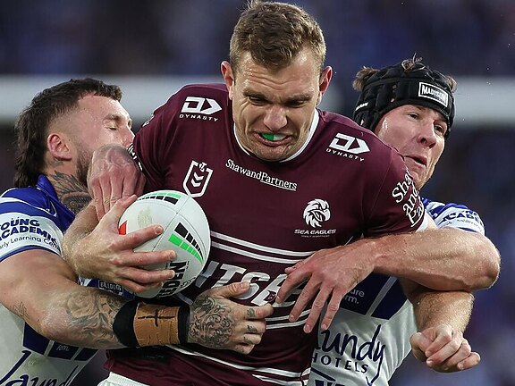 Tom Trbojevic on the charge for the Sea Eagles. Picture: Getty Images