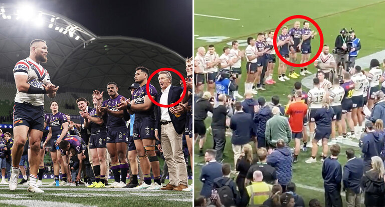 NRL fans erupt over Melbourne Storm act towards Roosters players during emotional farewell