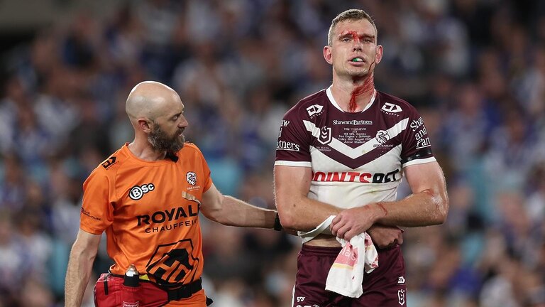 Tom Trbojevic won’t play the Sharks on Sunday but is expected to return in week one of the finals. Picture: Cameron Spencer/Getty Images