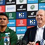 Latrell Mitchell and Wayne Bennett. AAP Image/Bianca De Marchi.