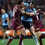 The punches that changed State of Origin - Paul Gallen (R) and Nate Myles fight during the opening match of the 2013 series.