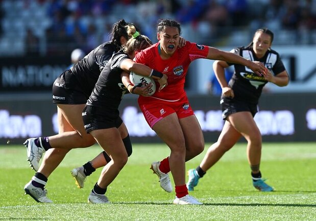 Dannii Perese in action for Tonga against the Kiwi Ferns in 2023.