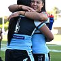 Star centres Tiana Penitani (R) and Annessa  Biddle embrace after the semi-final win over the Broncos.