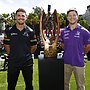 Captains Nathan Cleary and Harry Grant. Picture: Richard Dobson