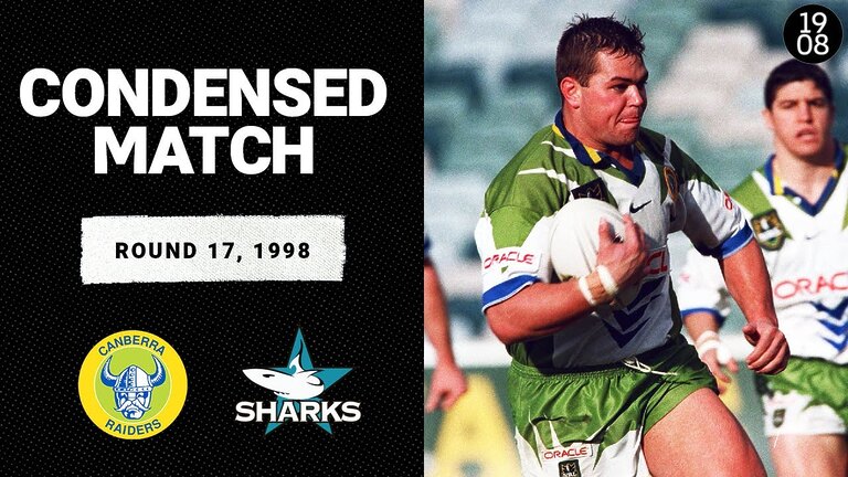 Canberra Raiders face Cronulla Sharks in thrilling 1998 NRL match