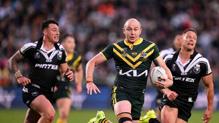 Dylan Edwards is looking to add the Pacific Cup to his State of Origin and NRL titles. Picture: Joe Allison/Getty Images