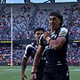 McLean reacts after scoring the opener on debut.