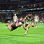 Raymond Tuaimalo Vaega dives over for a try against Brisbane in round 11