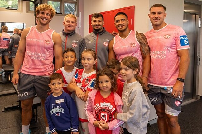 Several players with participants for a recent Holiday Junior Clinic held at Harold Fraser Reserve, Kogarah.