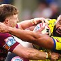 Warrington Wolves' Zane Musgrove (right) tackled by Huddersfield Giants' Zac Woolford during their 20-12 victory on Sunday