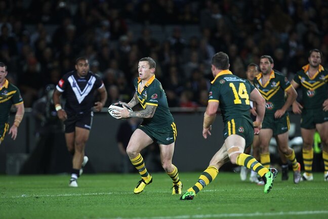 Todd Carney in action for the Kangaroos in 2010.