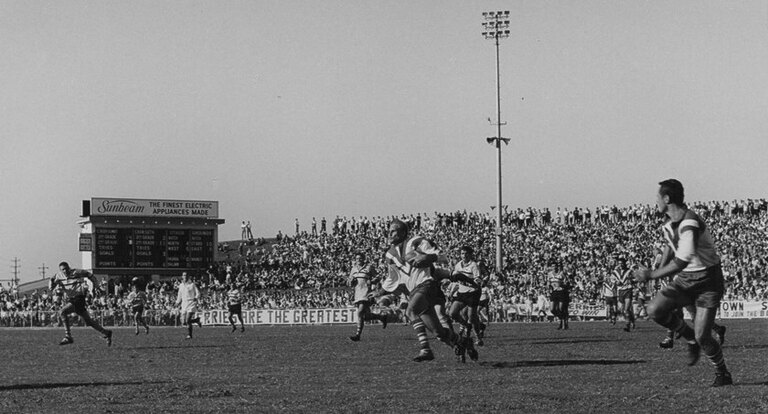 A packed out crowd filled in to watch the 'Berries' take on Cronulla in Round 1, 1968.