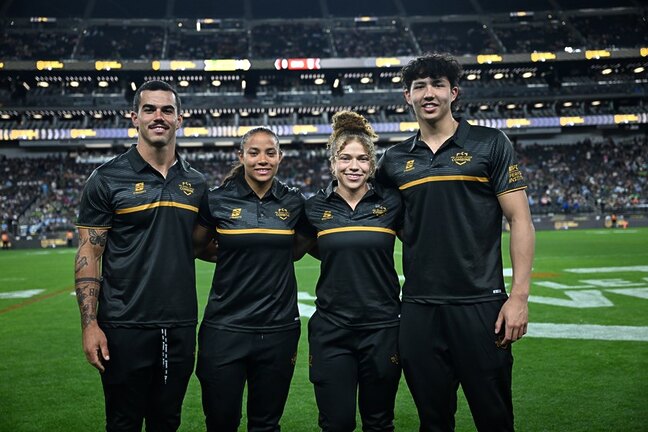 NRL Vegas Combine winners Adam Channel, Maria Arzuaga, Renee Gonzalez and Marcus D'Acre.