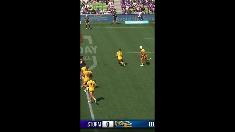 That's one way to get an offload away #nrl #rugbyleague #footy #rugby #Eels #Storm #Lomax