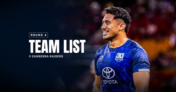 Cowboys team list: Round 4 v Raiders