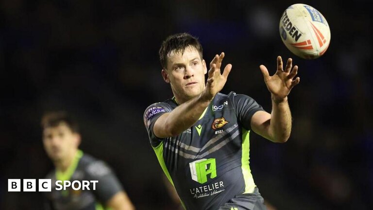 Catalans' Luke Keary receives a pass