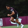 Kotoni Staggs returns for the Broncos in their match against the Dolphins.