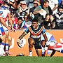 Jeral Skelton celebrates after scoring a first-half try