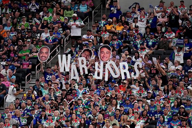 NRL fans provided an energetic and welcoming atmosphere at Allegiant Stadium.