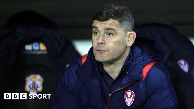 St Helens boss Paul Wellens during their Super League fixture with Castleford Tigers this season