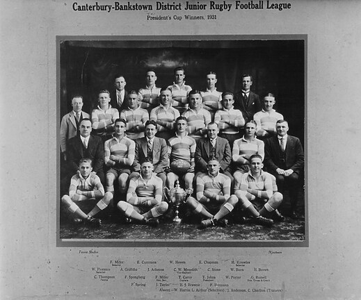 The President's Cup Winners of 1931, whose victory leapfrogged the Canterbury-Bankstown first-grade side into existence.