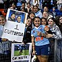 NSW Blues  forward Sarah Togatuki with family members at fulltime after playing in honour of sister in Origin III at McDonald Jones Stadium.