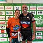 Claire Nicholls and Mark Nicholls after the Raiders hosted the Dolphins in Round 8.