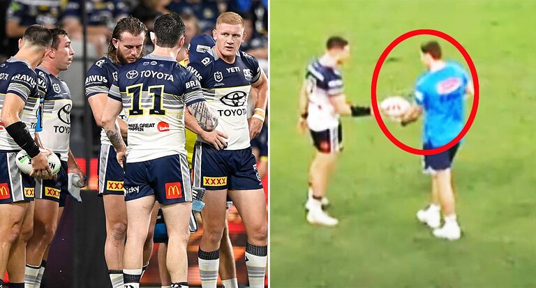 NRL fans call for immediate ban after Cowboys trainer caught in same act as Panthers rival