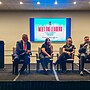 Female Pathways Manager Michelle Anderson, Lisa Fiaola Cup Head Coach Renee Targett & Tarsha Gale Cup Head Coach Sam Saadat chat to emcee Tim Gilbert.