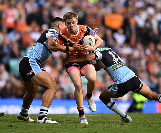 Lachlan Galvin has played 31 matches for Wests Tigers since his NRL debut in Round 2 of the 2024 season.