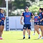 Blues coach John Strange has six of his premiership winning Roosters team in the NSW squad, including star centres Isabelle Kelly and Jess Sergis.