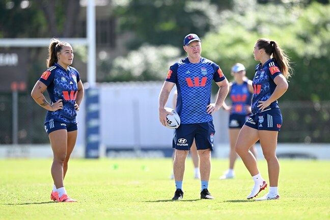 Blues coach John Strange has six of his premiership winning Roosters team in the NSW squad, including star centres Isabelle Kelly and Jess Sergis.